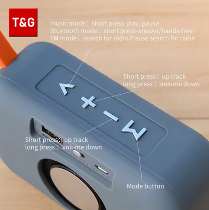 T&G TG506 Portable Mini Wireless Bluetooth 5.0 Speaker – Waterproof Outdoor/Indoor HIFI Soundbar with FM Radio, TF Card & USB Support BRANDED