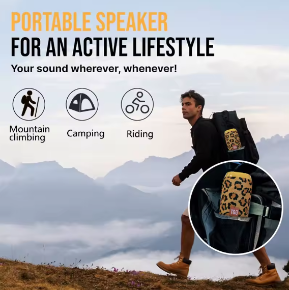 T&G TG117 Portable Bluetooth 5.3 Speaker – Wireless Outdoor Woofer with FM Radio, USB, TF Card & Free Call Mic BRANDED
