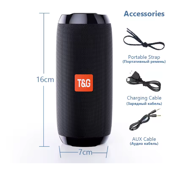 T&G TG117 Portable Bluetooth 5.3 Speaker – Wireless Outdoor Woofer with FM Radio, USB, TF Card & Free Call Mic BRANDED