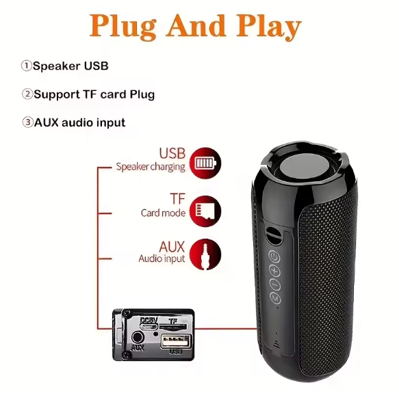 T&G TG117 Portable Bluetooth 5.3 Speaker – Wireless Outdoor Woofer with FM Radio, USB, TF Card & Free Call Mic BRANDED