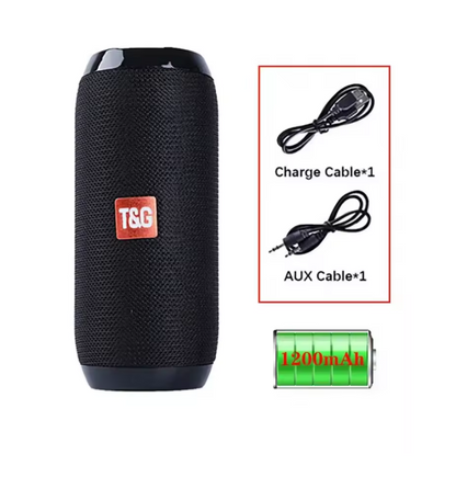 T&G TG117 Portable Bluetooth 5.3 Speaker – Wireless Outdoor Woofer with FM Radio, USB, TF Card & Free Call Mic BRANDED