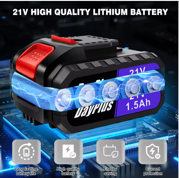 21V Cordless Drill Kit – 45Nm Electric Screwdriver & Impact Drill with LED Work Light for Home & Garden DIY Projects BRANDED