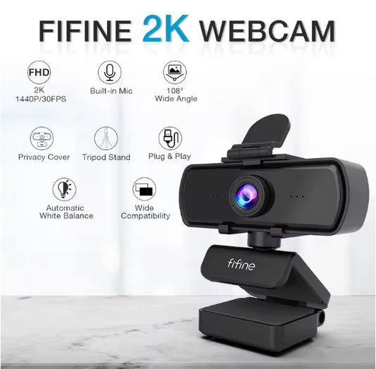 K420 1440p Full HD Webcam with Microphone & Tripod – USB PC Camera for Desktop & Laptop, Streaming & Video Calls BRANDED