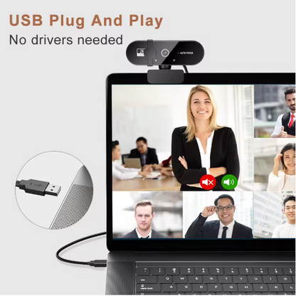 4K Ultra HD Webcam with Microphone & Autofocus – USB PC Laptop Camera for Streaming, Video Calls & Recording BRANDED