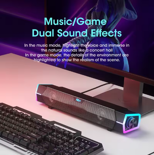 V18 4D Computer Speakers – Bluetooth 5.3 & USB Wired Soundbar with Stereo Surround Subwoofer for Laptop, PC & Notebook BRANDED