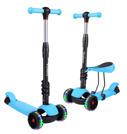 Kids 3-Wheel Kick Scooter with LED Flashing Wheels – Height Adjustable 3-in-1 Lightweight Scooter for Ages 2-8 BRANDED