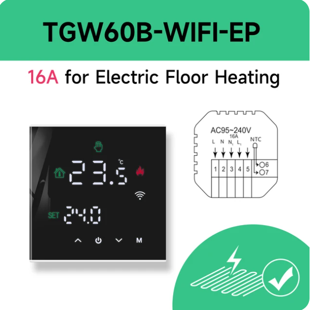 Smart WiFi Thermoregulator – Electric Heating & Gas Boiler Thermostat for Home Temperature Control