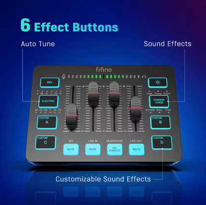 AmpliGame SC3 – 4-Channel RGB Gaming Audio Mixer with XLR Microphone Interface, USB Streaming Mixer for Podcast, Voice, and Live Recording BRANDED