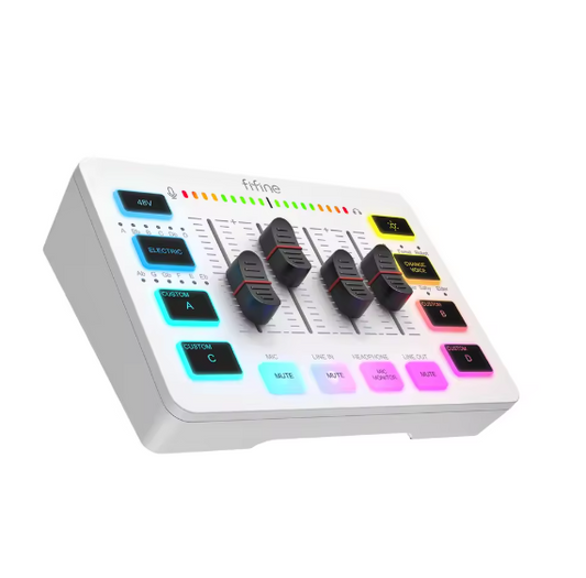 AmpliGame SC3 – 4-Channel RGB Gaming Audio Mixer with XLR Microphone Interface, USB Streaming Mixer for Podcast, Voice, and Live Recording BRANDED
