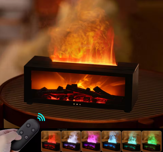 Flame Aroma Diffuser & Air Humidifier 🔥 | Essential Oil Mist Maker with LED Flame Light, Remote Control & Timer | Aromatherapy & Home Wellness Gift BRANDED