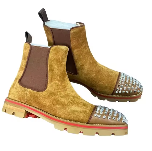 Luxury Suede Leather Rivet Chelsea Boots for Men 👢 | Thick Sole Winter Ankle Boots | Designer Slip-On Loafers for Style & Comfort BRANDED