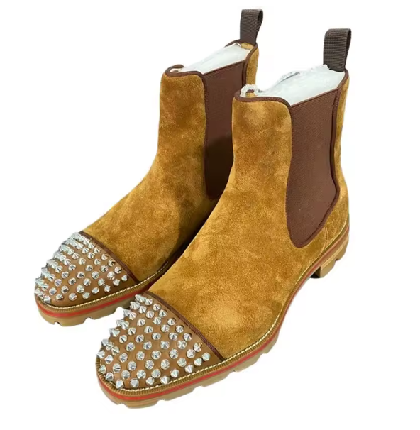 Luxury Suede Leather Rivet Chelsea Boots for Men 👢 | Thick Sole Winter Ankle Boots | Designer Slip-On Loafers for Style & Comfort BRANDED