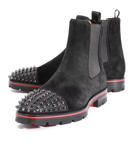 Luxury Suede Leather Rivet Chelsea Boots for Men 👢 | Thick Sole Winter Ankle Boots | Designer Slip-On Loafers for Style & Comfort BRANDED