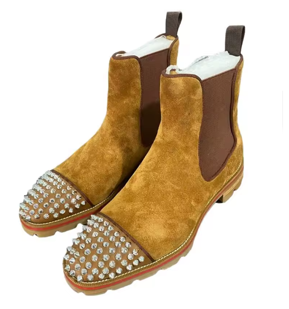 Luxury Suede Leather Rivet Chelsea Boots for Men 👢 | Thick Sole Winter Ankle Boots | Designer Slip-On Loafers for Style & Comfort BRANDED