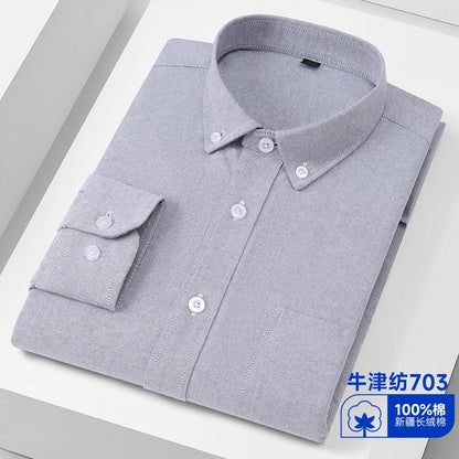 Men’s 100% Cotton Oxford Long Sleeve Shirt – Regular Fit Soft Casual Dress Shirt for Work & Social Events