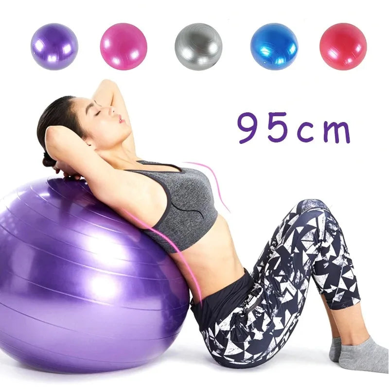 95Cm PVC Large Yoga Ball – Thickened Explosion-Proof, Slip-Resistant Fitness Ball with Pump for Pilates, Home Gym, and Rehabilitation