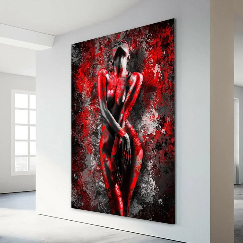 Sexy Nude Women Poster Home Wall Picture Prints Canvas Painting Sensual Red Woman Wall Art for Living Room Decor Mural Frameless