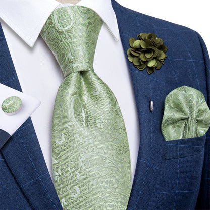 Luxury Red & Blue Floral Silk Tie Set – 8cm Necktie + Pocket Square + Cufflinks + Brooch – Men’s Formal Gift Set