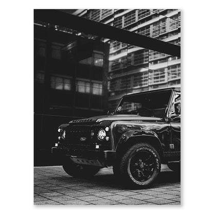 Black Colour Cool Trendy Fashion Sexy Women Wall Art Poster Dog and Luxury Car Decoration Bedroom Canvas Painting Wall Art