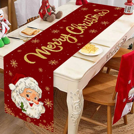 Santa Claus Christmas Table Runner Christmas Decorations for Home Xmas Table Flag Navidad Noel Gifts New Year Tablecloth