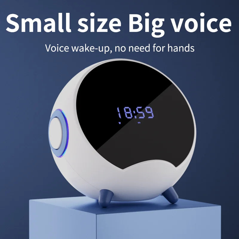 Planet AI Smart Interactive Bluetooth Speaker – Mobile Phone Holder, Wireless Charging, Clock Alarm, TF Card & USB Support