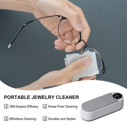 Portable Ultrasonic Cleaner - 450ml Household Cleaning Machine for Jewelry, Glasses & Makeup Brushes