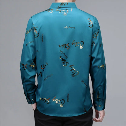 Men’s Wrinkle-Resistant Printed Long Sleeve Shirt – Non-Iron Business Casual Top