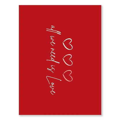 Valentine's Day Queue Gallery Printable Poster - Vintage Romantic Wall Art Cute Pink Heart Canvas Painting for Home Bedroom Decoration