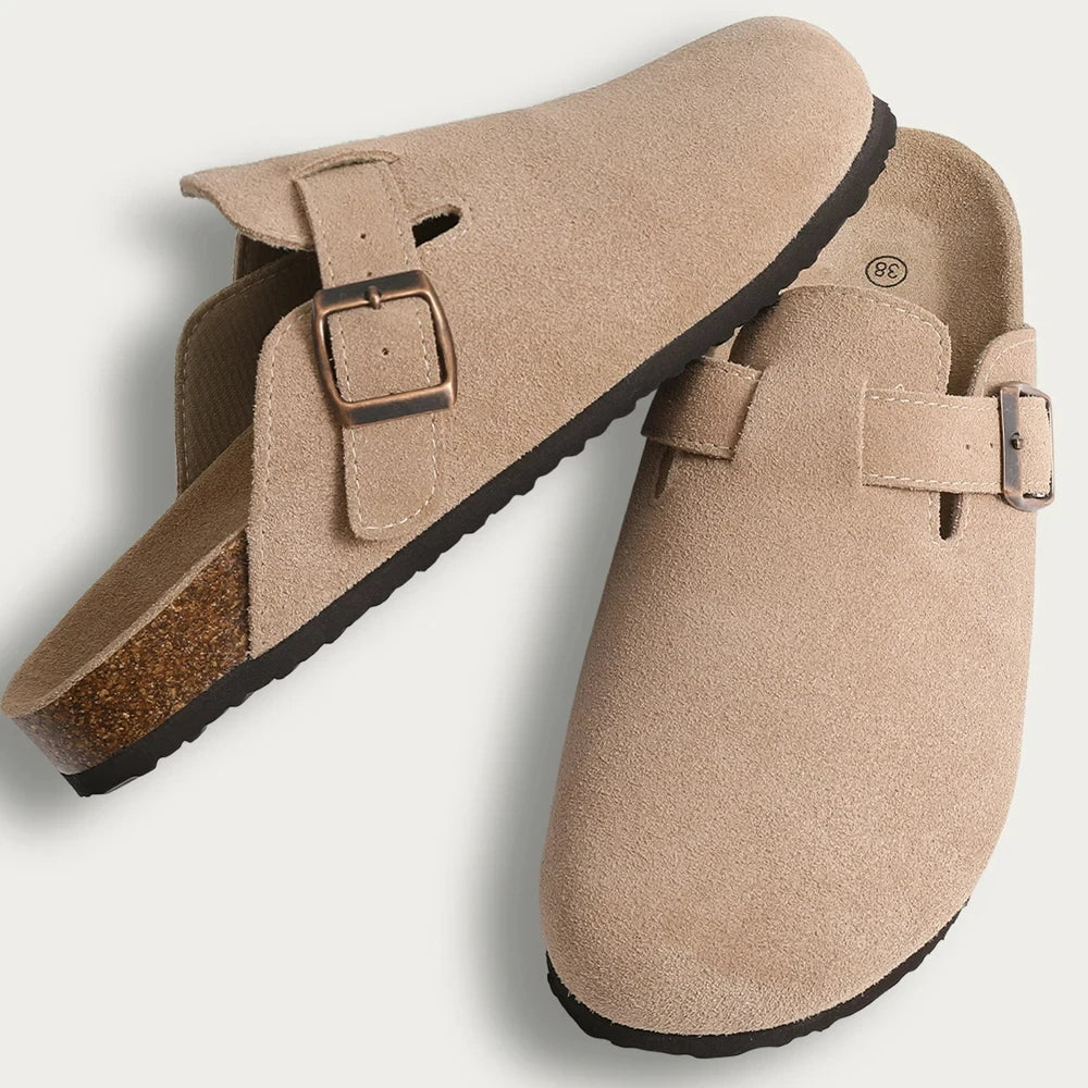 Crestar Cork Suede Mules Slippers – Classic Unisex Outdoor Clogs with Arch Support