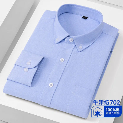 Men’s 100% Cotton Oxford Long Sleeve Shirt – Regular Fit Soft Casual Dress Shirt for Work & Social Events