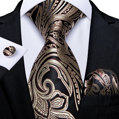 Men’s Paisley Tie Set – Luxury Silk-Feel Necktie, Pocket Square & Cufflinks – Formal Wedding & Prom Gift Set