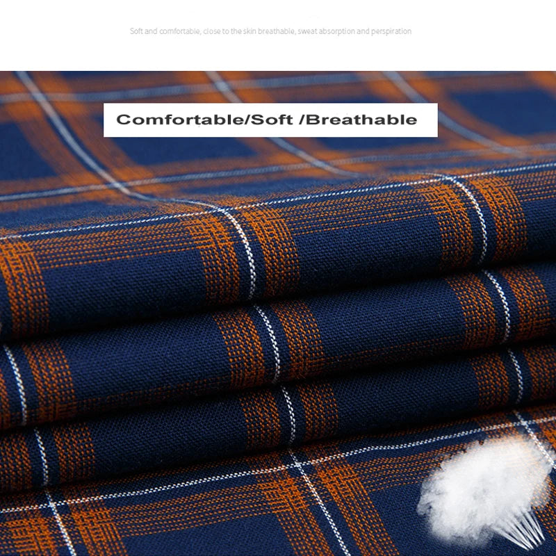 Plus Size 100% Cotton Plaid Short Sleeve Shirt for Men – Sizes Up to 8XL – Soft, Lightweight & Casual Summer Style