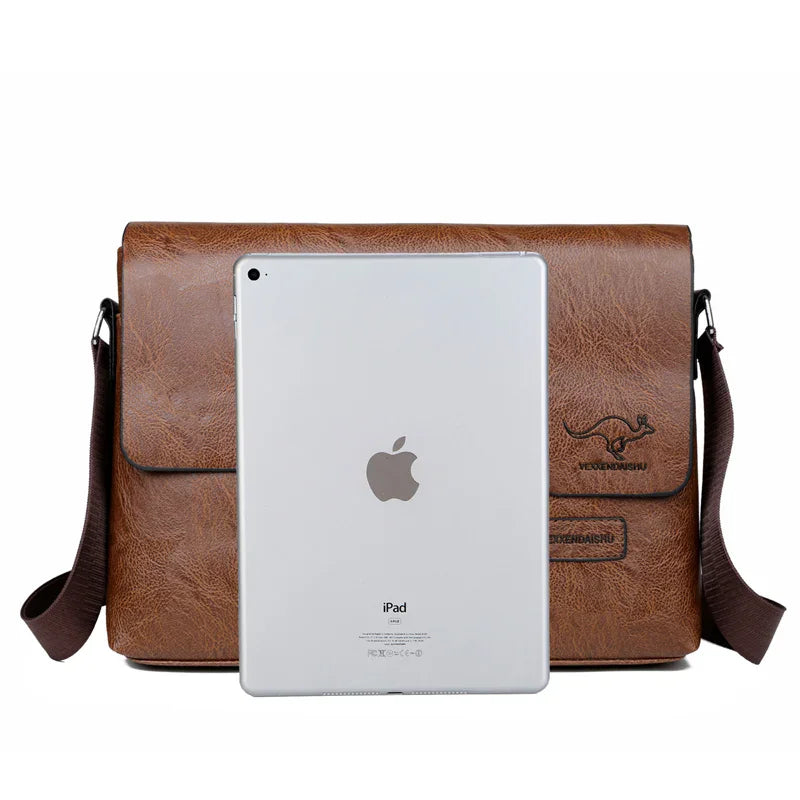  Luxury Leather Men’s Shoulder Bag for iPad – Business Handbag & Messenger Bag