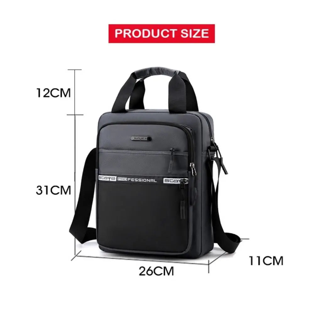 Men's Business Shoulder Bag Fashion Casual Solid Color Large Capacity High Quality Oxford Cloth Waterproof Multifunctional Bag