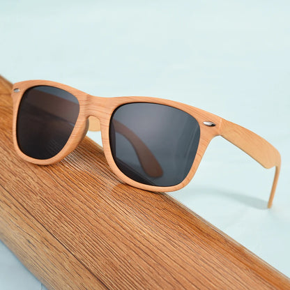 Retro Bamboo Sunglasses for Women Wooden Glasses Fashion Men Square Eyewear Shades UV Protection Eyeglasses Brand Designer