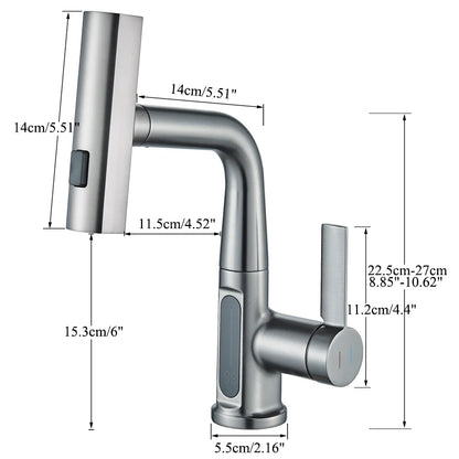 Temperature Digital Display Bathroom Basin Faucet – Pull-Out Waterfall Sink Mixer Tap