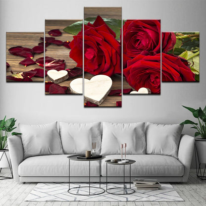 5 Pieces Wall Art Canvas Poster Painting Beautiful Roses Home Decoration Picture Print Modular Framework Living Room Wallpaper