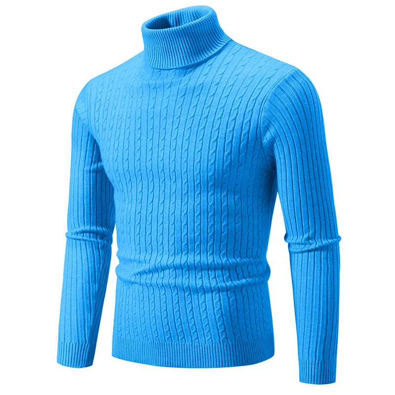 Men’s Winter Turtleneck Sweater – Thick Warm Slim Fit Knitwear with Double Collar