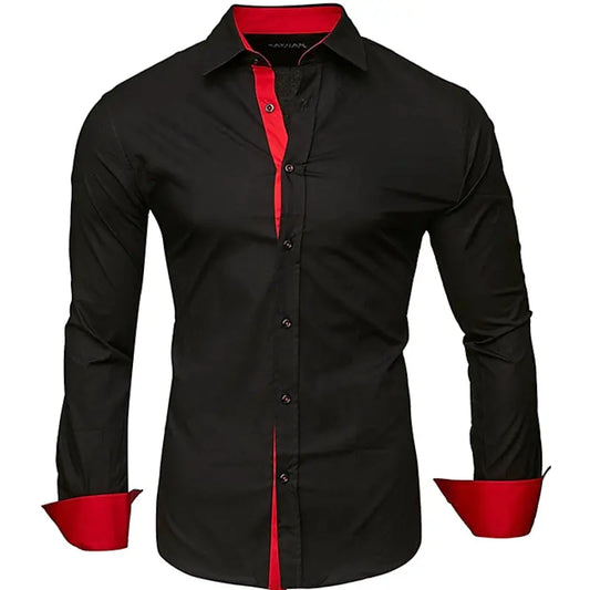 Men’s Polka Dot Slim Fit Shirt – Long Sleeve Lapel Collar Casual Shirt for Young Men