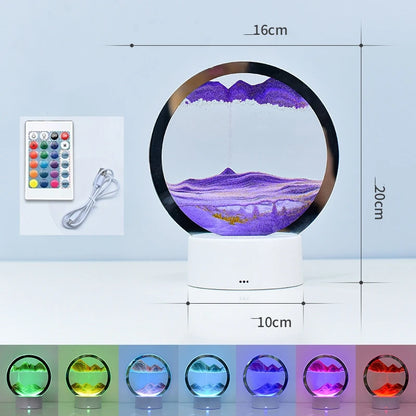 LED RGB 3D Moving Sand Art Lamp – 16-Color Quicksand Night Light with Remote & Touch Control