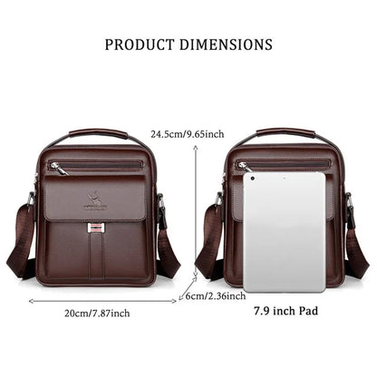 Men’s Crossbody Shoulder Bag - Vintage Large Capacity Waterproof PU Leather Messenger Tote