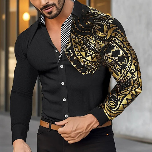 Men’s Classic Button-Down Long Sleeve Shirt – Casual/Formal Lapel Shirt for Spring & Fall (S–6XL)