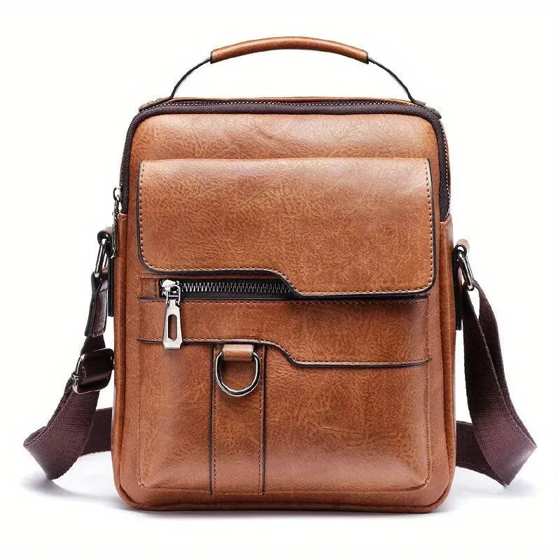 Men’s Shoulder Bag for 9.7" iPad - PU Leather Business Crossbody Messenger Travel Bag