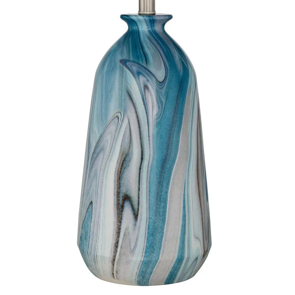 Set of 2 Carlton Modern Coastal Table Lamps - 28" Tall Swirling Blue Faux Marble - DynamicDrop Hub