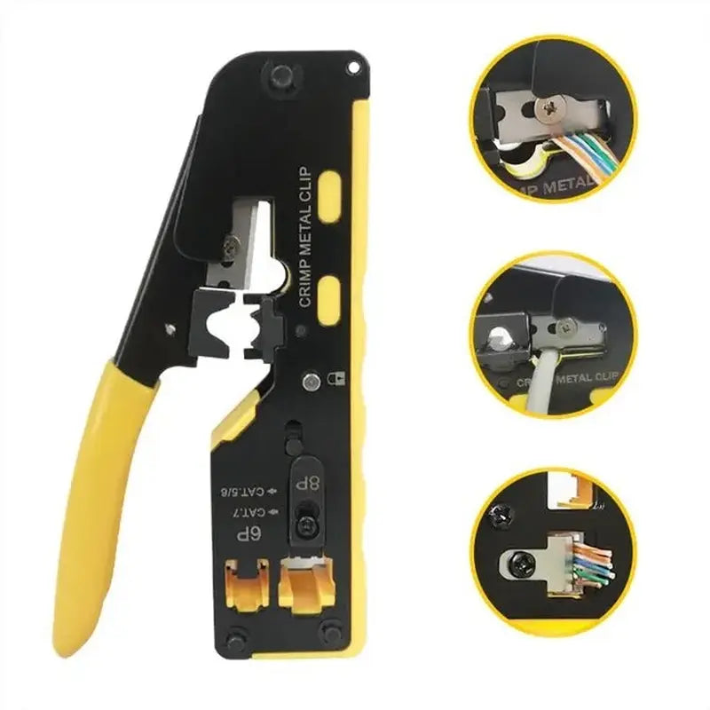 Seven Types of through Hole Network Wire Pliers Multifunctional Stripping Tangent Perforated Crystal Head Crimping Pliers 1Pc - DynamicDrop Hub