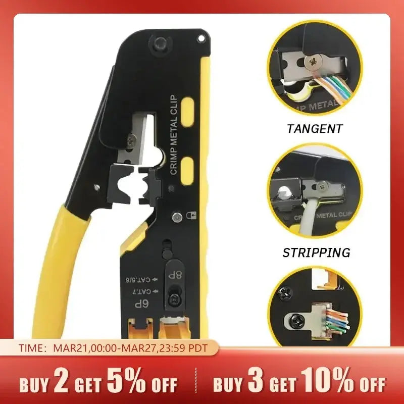 Seven Types of through Hole Network Wire Pliers Multifunctional Stripping Tangent Perforated Crystal Head Crimping Pliers 1Pc - DynamicDrop Hub