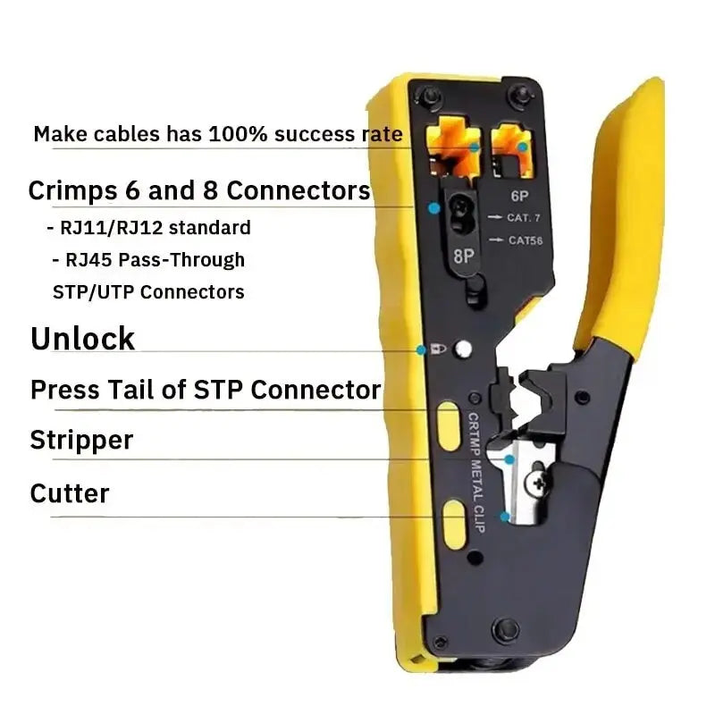 Seven Types of through Hole Network Wire Pliers Multifunctional Stripping Tangent Perforated Crystal Head Crimping Pliers 1Pc - DynamicDrop Hub