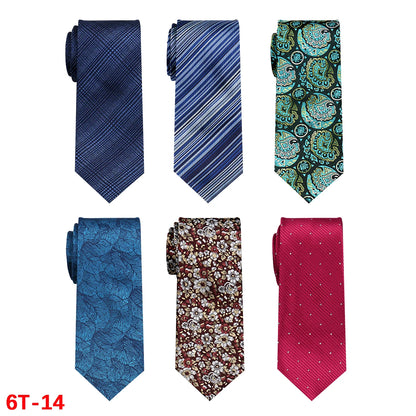 6-Pack Classic Woven Jacquard Men’s Ties – Business & Wedding Necktie Set | Formal Accessories for Workplace or Gift