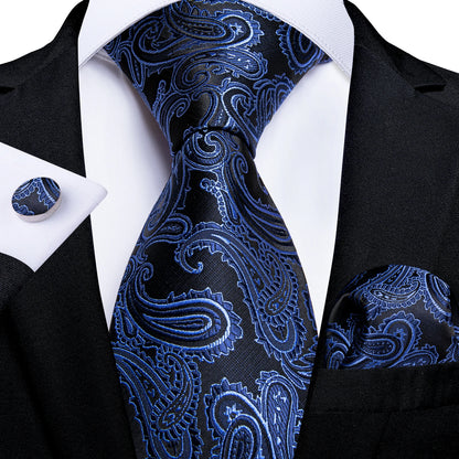 Men’s Paisley Tie Set – Luxury Silk-Feel Necktie, Pocket Square & Cufflinks – Formal Wedding & Prom Gift Set