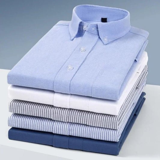 Men’s 100% Cotton Oxford Long Sleeve Shirt – Regular Fit Soft Casual Dress Shirt for Work & Social Events